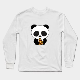 Cute Panda Bear Eating Pizza Long Sleeve T-Shirt